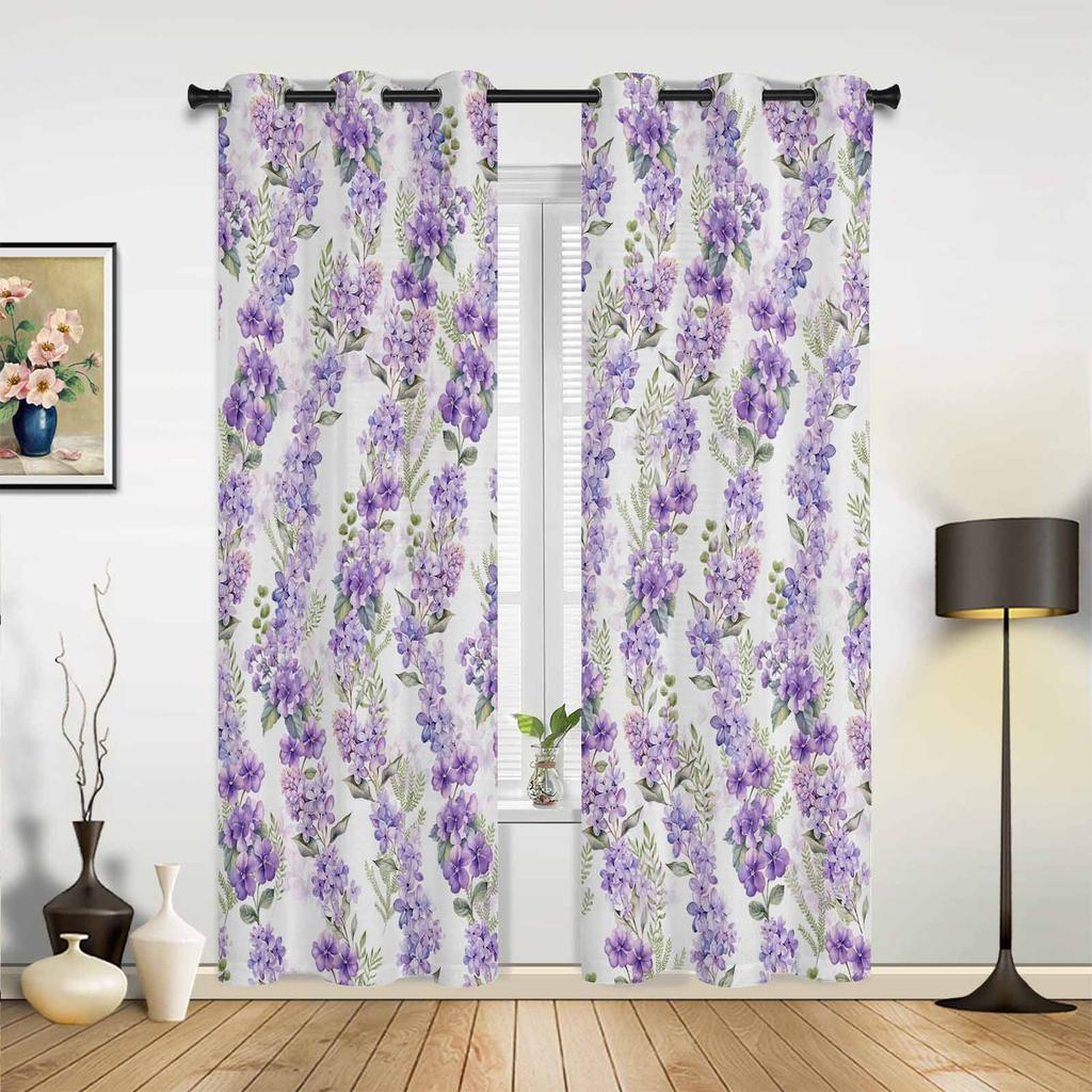 Glyzinienblüten Blätter Aquarell Fenster Vorhänge für Wohnzimmer Luxus Schlafzimmer Vorhang Küche Jalousien Drapierungen Vorhänge