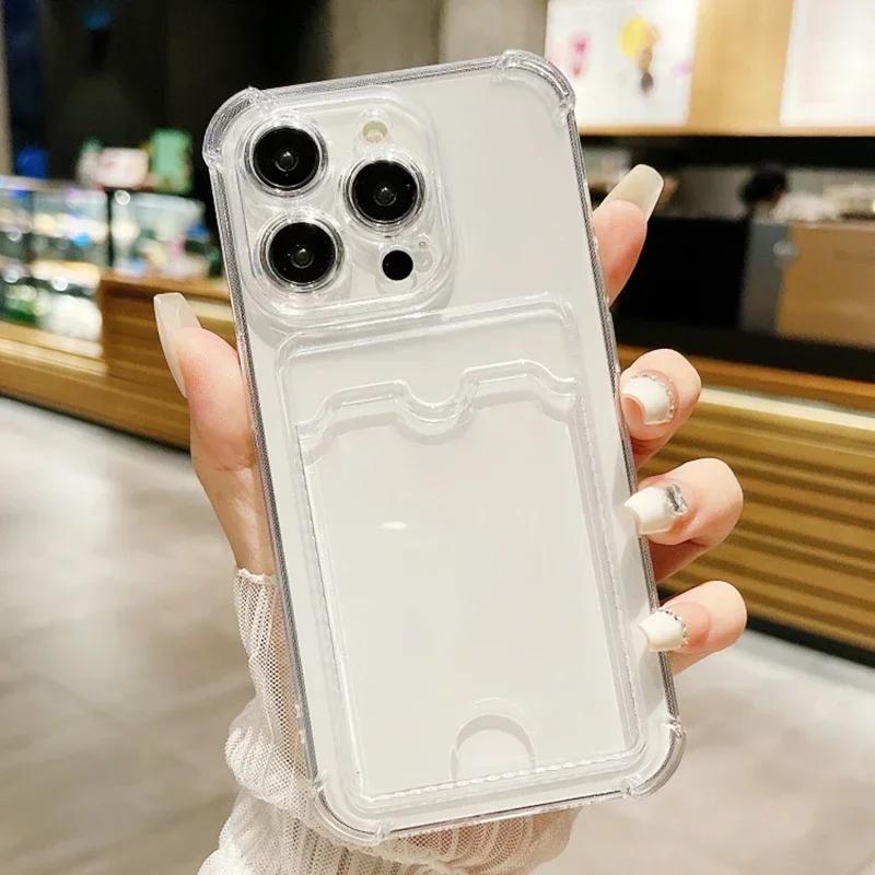 Transparent Card Slot Bag Holder Phone Case For Tecno Pova 6 Pro /Pova 6 Neo Clear Wallet Shockproof Soft Back Card Pocket Cover