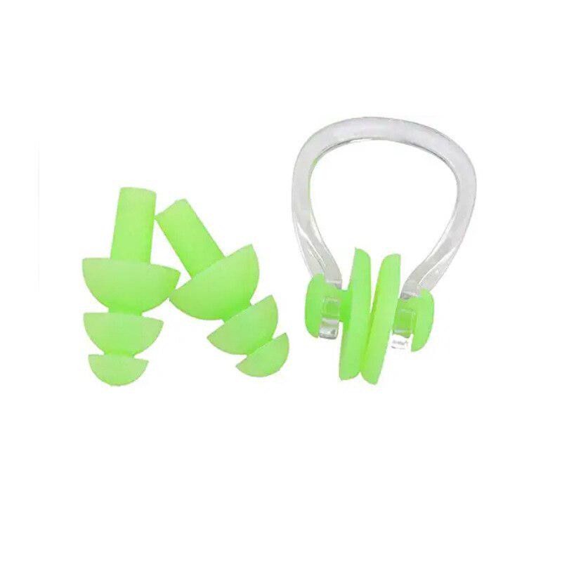 Swimming Nose Clip Earplug Set, Silicone Three-layer Waterproof Non-slip Nose Ears Protectors