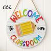 Classroom Decor Sign Wooden Welcome for Door, to Our Round Door Hanging Hanger, Front Sign, Back School Preschool Decoration