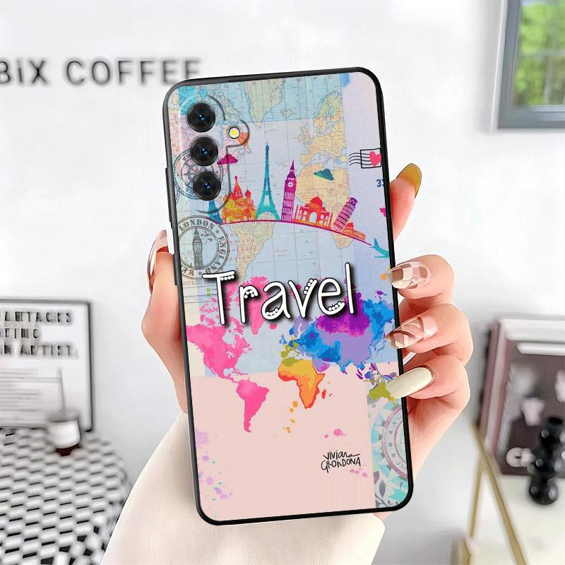 Travel Map Artistic Pattern Soft Phone Case for Samsung A17 A37 A57 A16 A26 A36 A56 A15 A25 A35 A55 A14 A24 A34 A54 A13 A23 A33