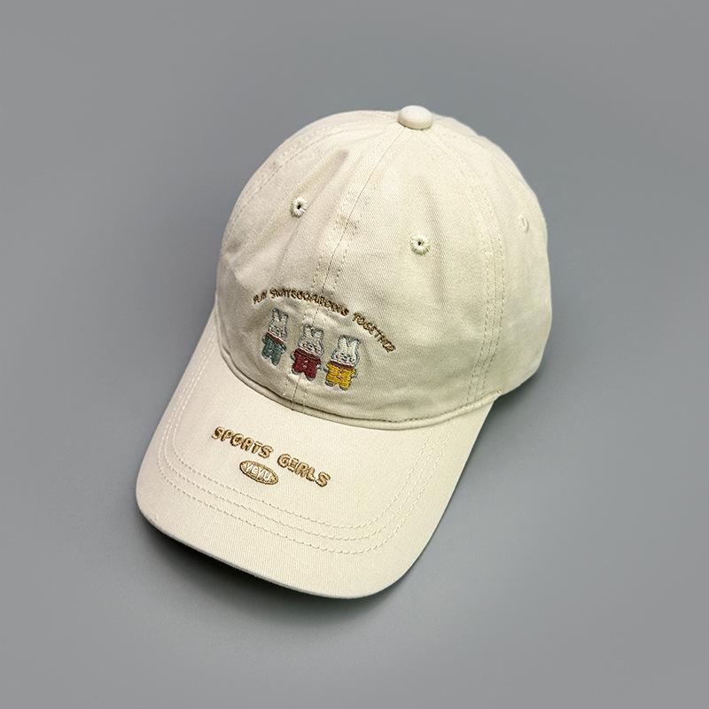 Cute Cartoon Rabbit Embroidered Baseball Cap Women Show Face Small Shade Sweet Cap