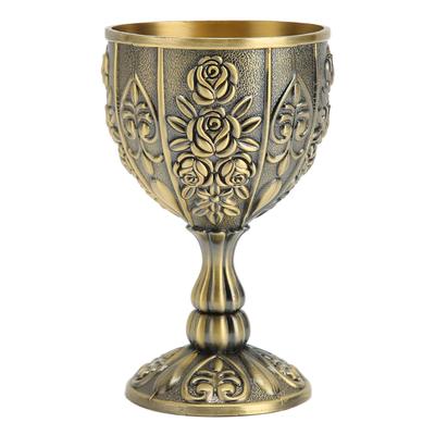 Tasse à vin en métal gaufré, motif floral vintage, détails exquis, tasse à vin en métal pour la décoration de la maison