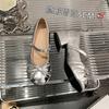 French gentle wind Mary Jane shoes spring and autumn new bow buckle belt with skirt light mouth single shoes
