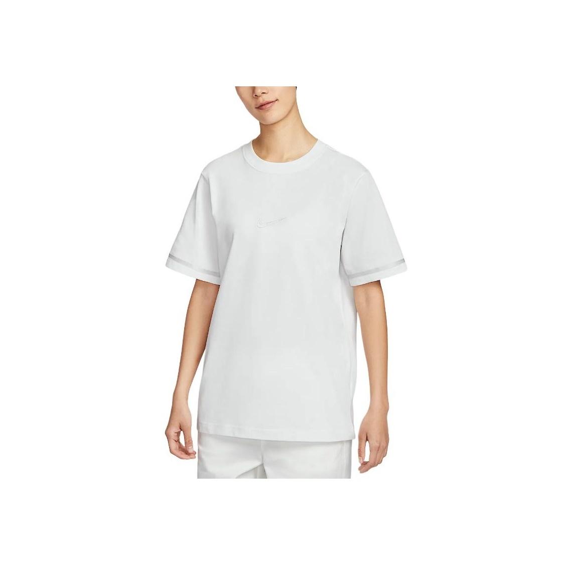 

Nike Спортивная одежда Хлопок Круглый вырез Мода Мягкая Универсальная Футболка с коротким рукавом и спущенным плечом Женские топы Горно-пиковый белый IB7920-121 S