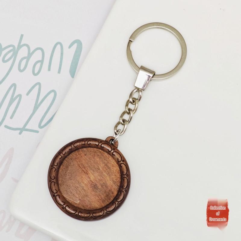 DIY Wooden Lace Base Keyring with Embroidery Kit & Snap Button