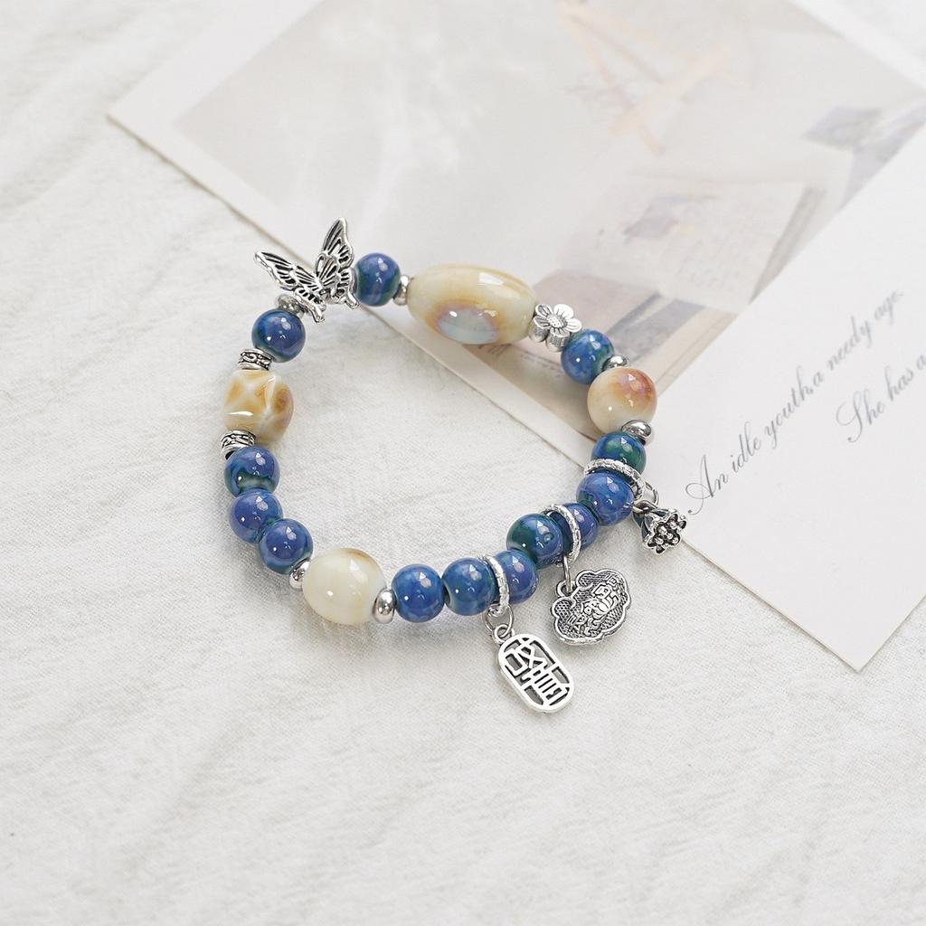 Ceramic beaded bracelet small fresh ancient style national style simple bracelet summer
