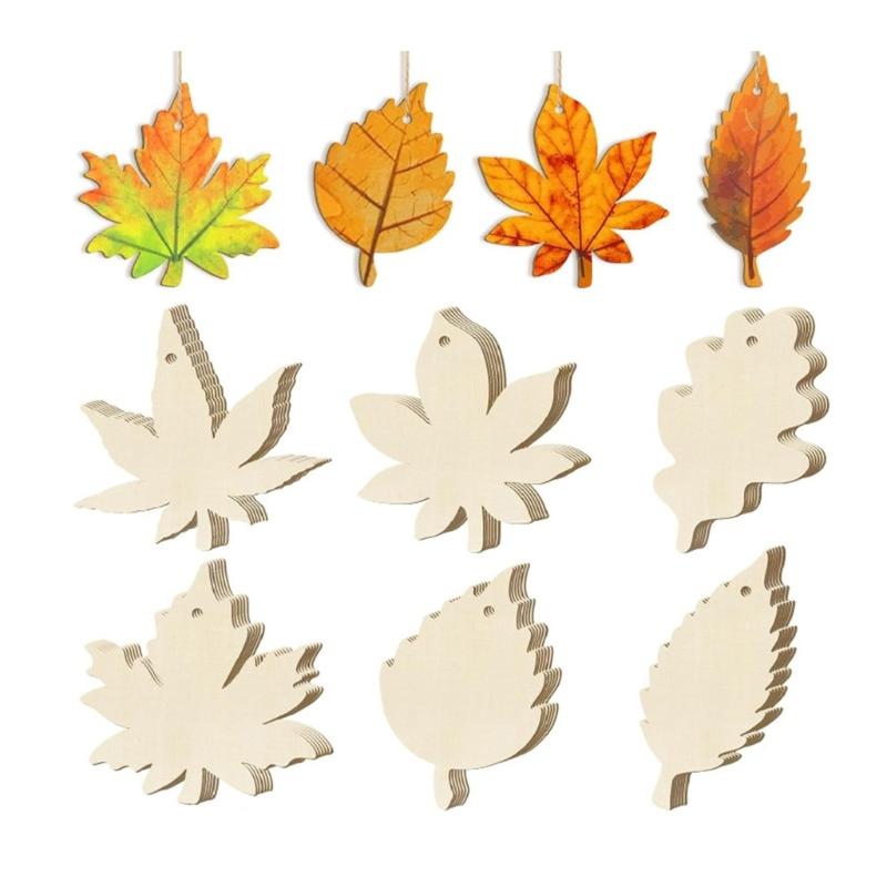 36 Natural Wood Thanksgiving Maples Leaf Ornamen Handcrafted Autumns Decors For Festival Seasonal Display