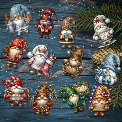 12/24 Adet Noel Kolye Ahşap Cüce Asılı Süslemeler Noel Partisi Sahne Düzeni için Asılması Kolay Noel Ağacı Dekoru