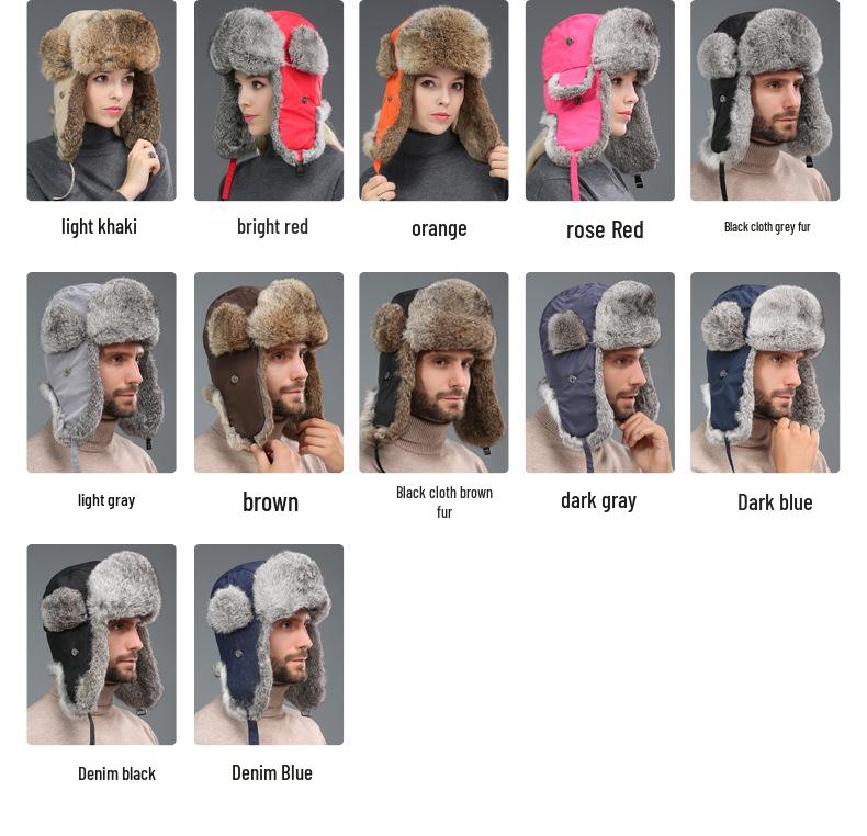 Unisex Winter Rabbit Fur Lei Feng Hat: Warm, Thick, Ear Protection for Outdoor and Skiing