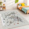 Tappetino Stampato con Mappa del Mondo di Animali Carini, Tappeto Morbido per Camera da Letto dei Bambini Soggiorno, Tappeto Educativo per Arredamento Casa