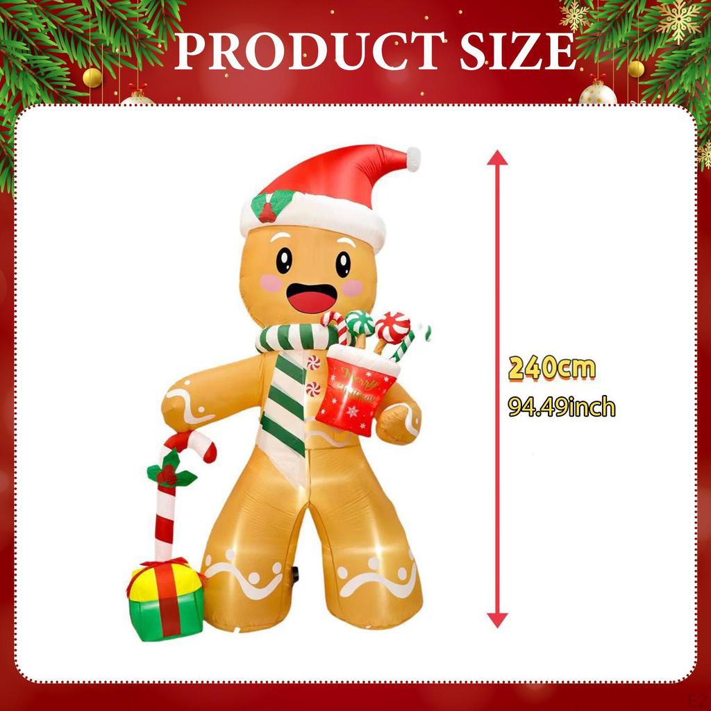 Christmas Inflatable Gingerbread Man with Candy Cane for Balcony
