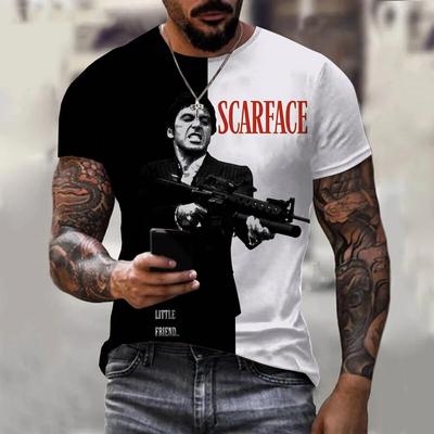 Scarface Klassischer Film 3D-Druck Sport Schnelltrocknend Atmungsaktiv Herren T-Shirt Outdoor Straße Harajuku Lässige Mode Fan Kurzarm