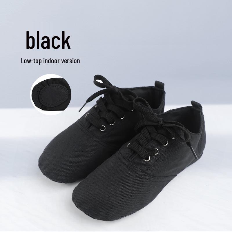 

Женские джазовые туфли на шнуровке - Черные, с мягкой подошвой, на низком каблуке, Обувь для гимнастики и современного танца для взрослых и детей Size 37