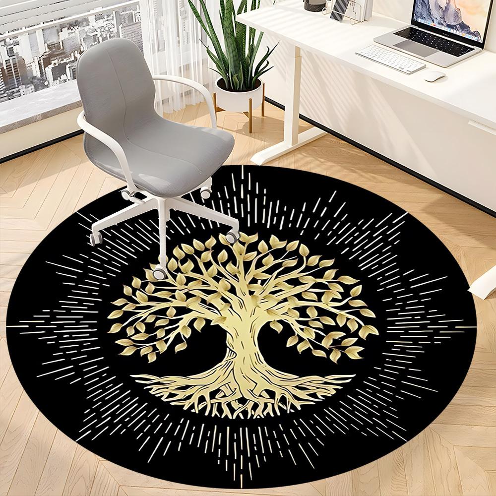 1PC Tree of Life Chair Carpet for Office, Indoor Non-Slip Washable Carpet, Soft Comfortable Mat For Office Room yy250930226