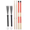 Drum Sticks Set 5A Classic Maple Rod Instrument Accessory with Retractable Brushes for Jazz
