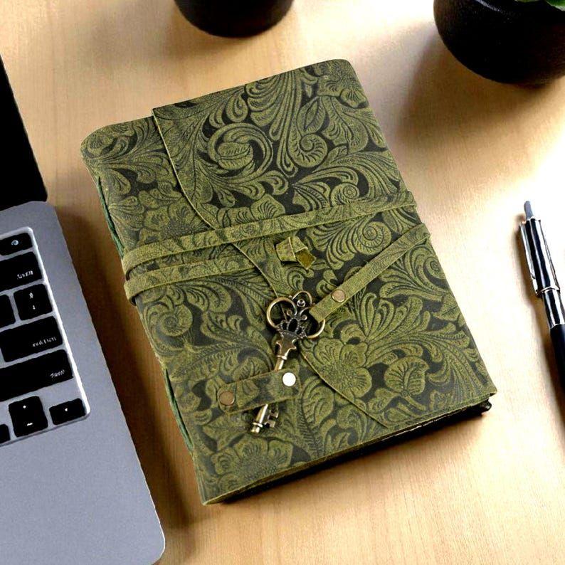 Vintage Deckle Edge Paper Bound Journal - Blank Spell Book of Shadows Journal - Leather Notebook Sketchbook