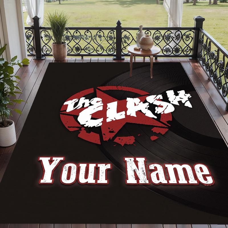 Custom Text Printed Rug The Clash Non Slip Floor Carpet For Home Room Decor