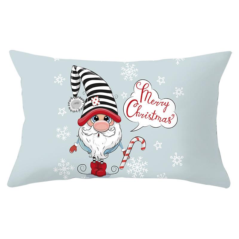 New Christmas Peach Skin Lumbar Pillowcase Cartoon Print Series Sofa Cushion Cover Throw Pillow Cover
