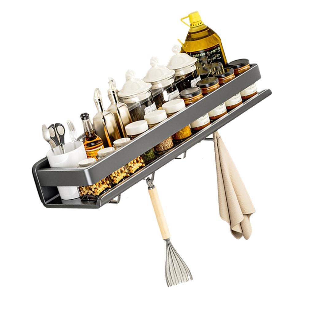 Space Saving Designs Vertical Mount Kitchen Rack Sturdy Carbon Steel Construction Holds Utensils Spices Towels
