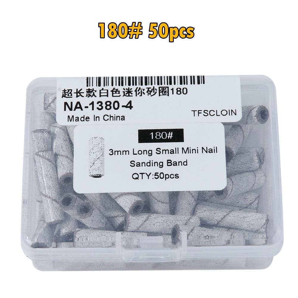 

50 шт./кор. длинные маленькие мини-шлифовальные ленты из нержавеющей стали, оправка для маникюра, наждачная бумага, кольцо-держатель, аксессуары для дрели для ногтей