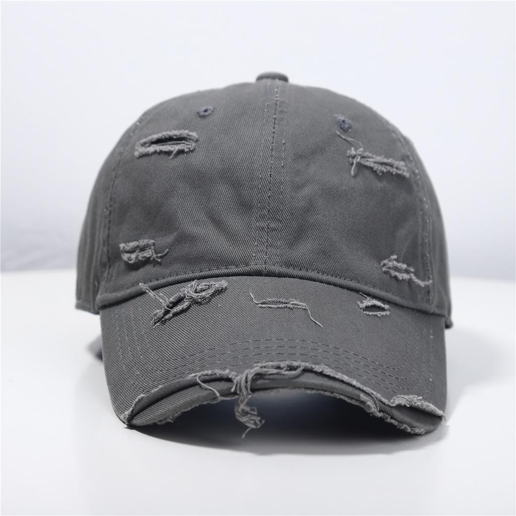 Casquette de baseball pour femmes Nouvelle Printemps et Été Polyvalente Dessus Souple Hip Hop Casquette de baseball Extérieur Étudiant Rétro Personnalité Déchirée Chapeau de soleil