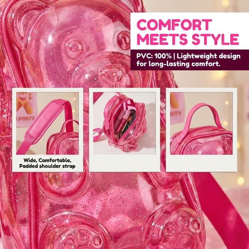 Ita Backpack Cute Bear Design Large Capacity Clear Display Bag Casual Shoulder Bag for Anime Fans Daily School Accessory