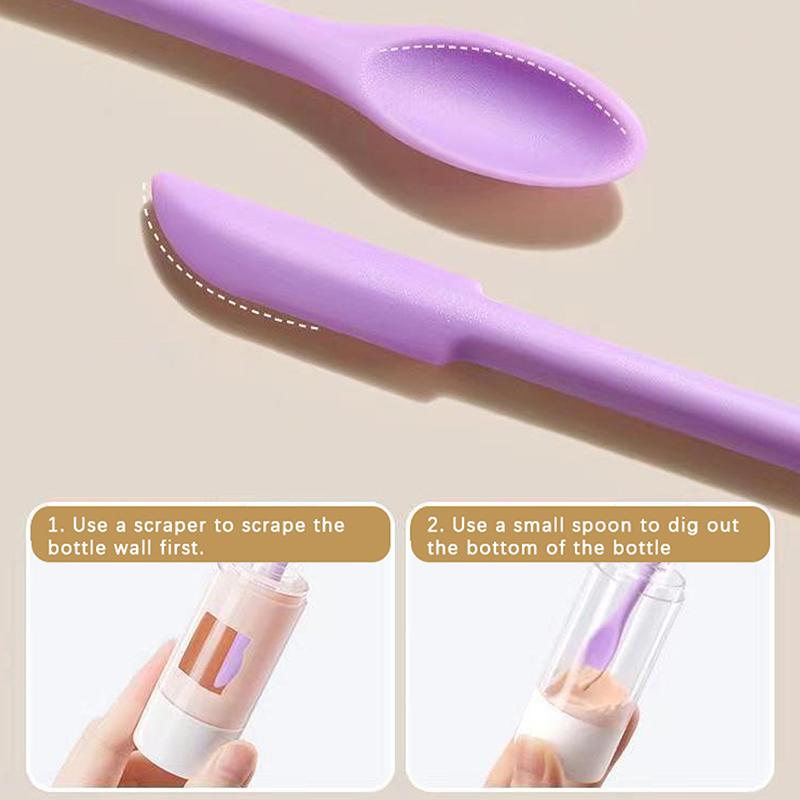 Set 2 in 1 Raschietto Cucchiaio in Silicone Fondotinta Liquido Cosmetico Crema Viso Cucchiaio Raschiatura Viso Mini Doppia Testa Strumenti per la Cura della Pelle