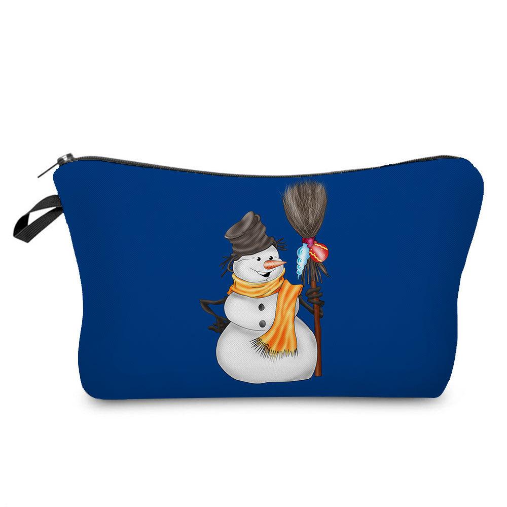 Women Snowman Print Cosmetic Bag Toiletries Organize Travel Storage Case 6766