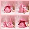Pearl Handle Wedding Drawstring Bag Satin Bow Letter Flower Tassel Knot Wrist Bag Large Capacity Bucket Bag