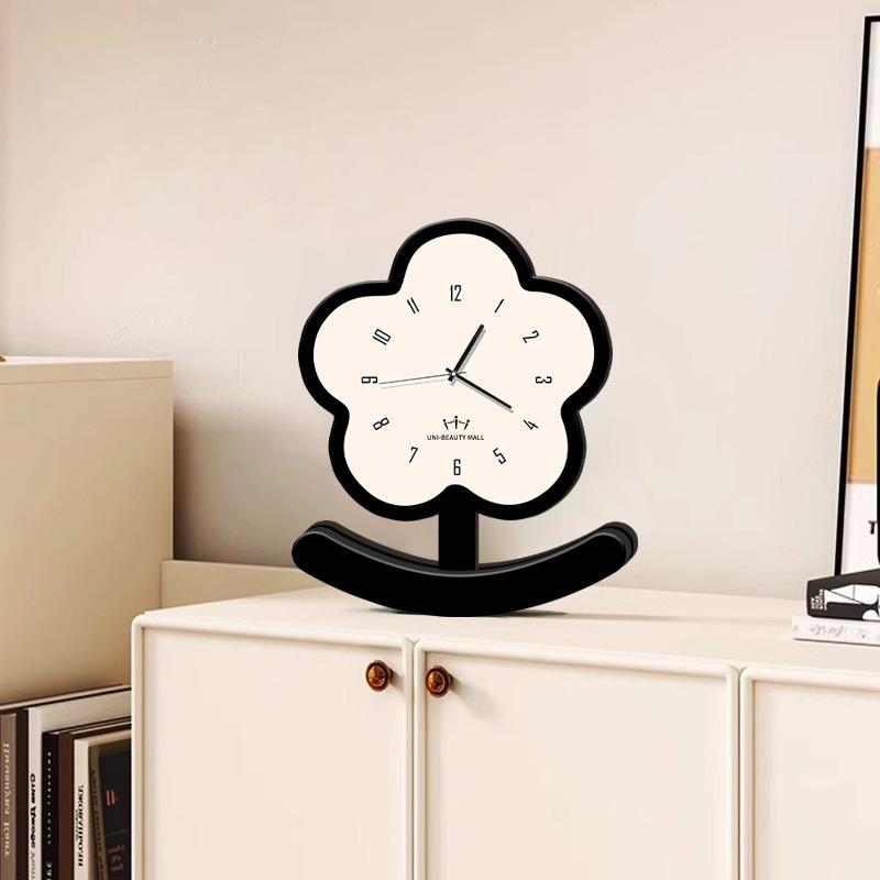 Small Flower Modern Simple Swing Pendulum Clock High End Sense Home TV Cabinet Office Desk Living Room Decoration Clock Watch