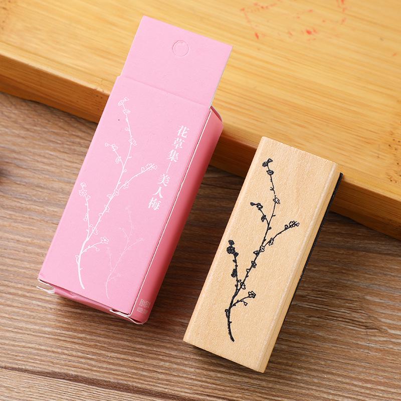 Set elegant de sigilii decorative din lemn cu tematică vegetală - 8 modele unice