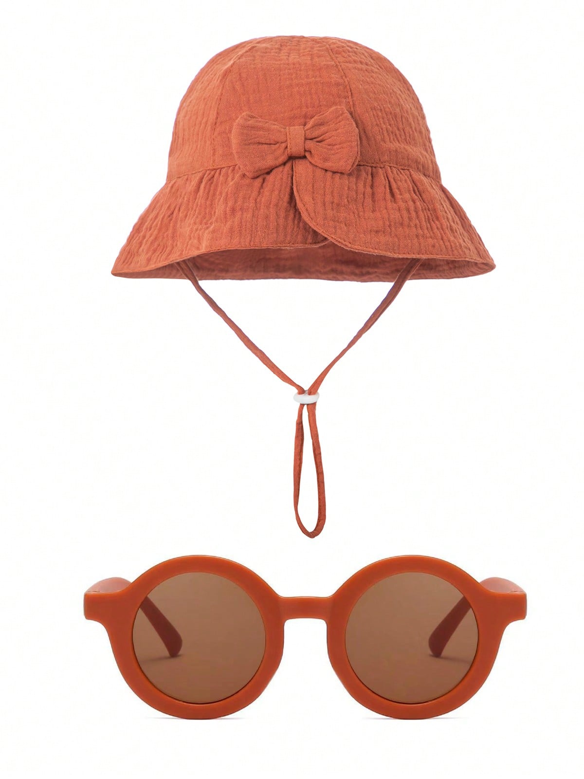 

2pcs6-12M1-2YNew baby cotton sun hat with eyeglasses and printed bow-shaped sunshade. Pure color, skin-friendly hat. One Size помаранчевий