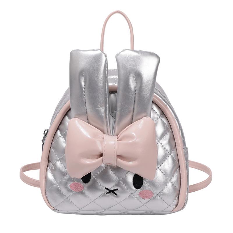 Schoolbag niche cream wind rabbit ears backpack women's 1011 summer new fashion rhombus bow travel small backpack