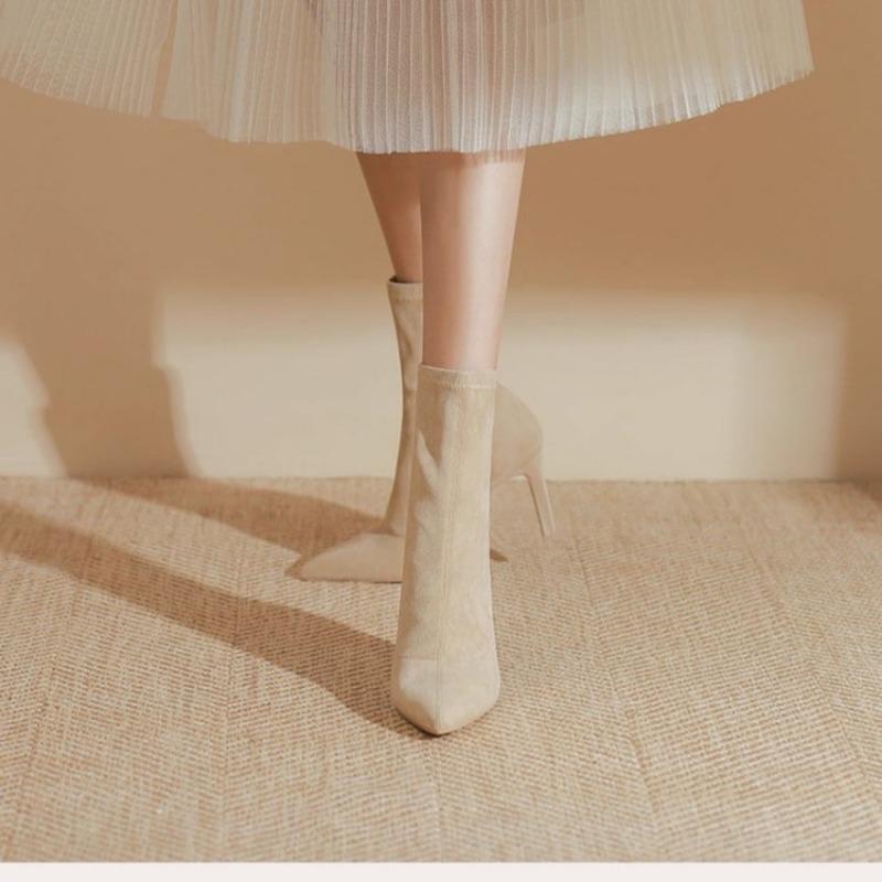 Sexy Sock Boots Suede Stretch Boots High Heels Boots  for Women Fashion Shoes 2025 Spring Autumn Ankle Boots Female 5145