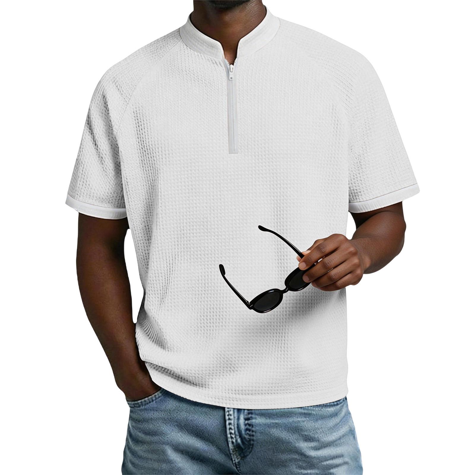 

Men s Casual Short-Sleeve Shirt With Button-Down Collar XL білий