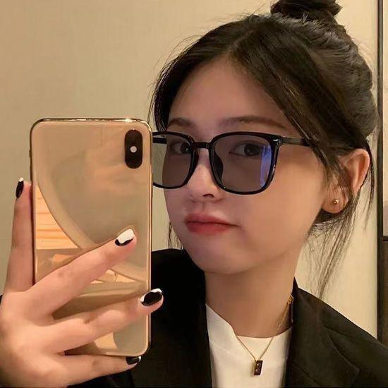 Anti-Blue Glasses Black Frame Plain Artifact A Photosensitive Color-Changing Myopia + Flat Light Eye Frame Men'S Model
