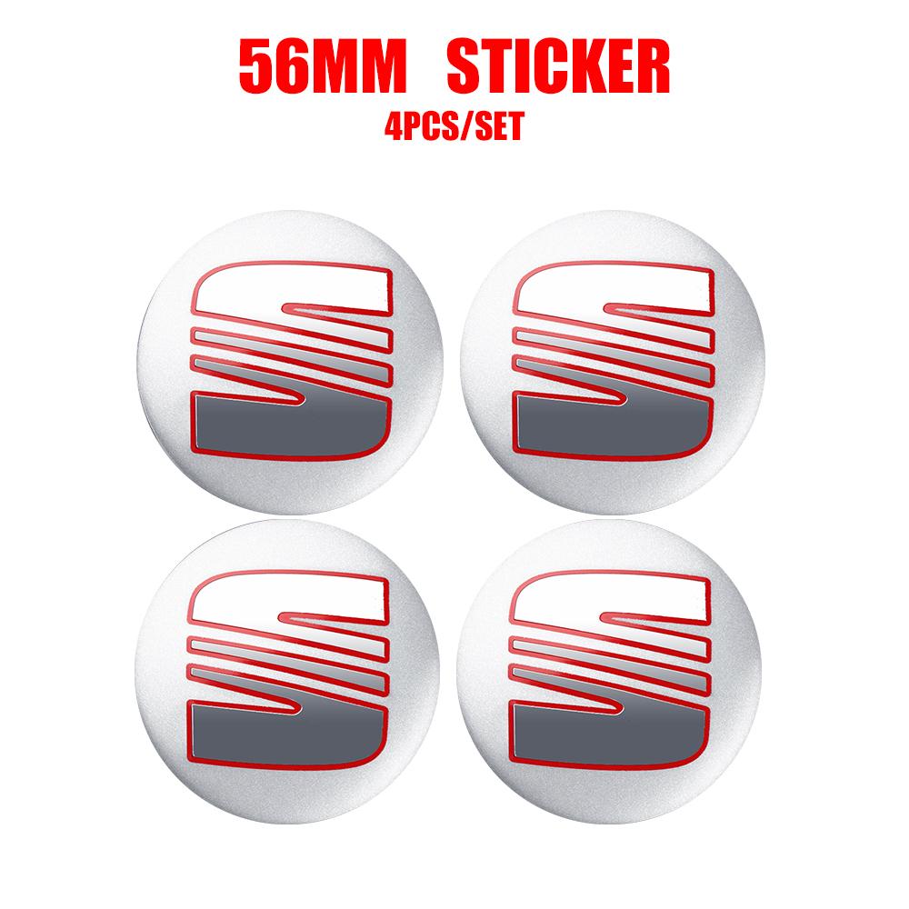 

56mm Car Badge Wheel Center Cover Stickers Hub Caps Decal For Seat Cupra Ateca Leon Mk1 Mk2 Mk3 5f 1p Ibiza 6f FR Cordoba Toledo