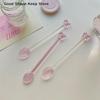 Cuillère à mélanger pour dessert/thé au lait à long manche, Cuillère à café en verre avec nœud rose, Cuillère à café résistante à la chaleur, Outil de cuisine ménager.