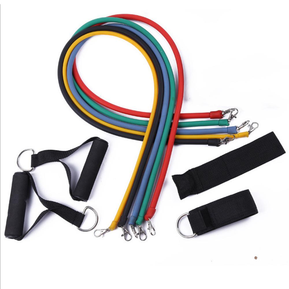 11-Piece Set Tension Device Multifunctional Tension Rope Resistance Belt Muscle Training Fitness Equipment Kit Flexible TPE