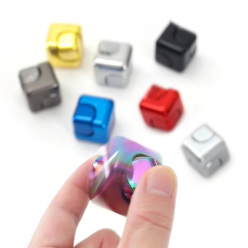 Metal Cube Rotating Fingertip Gyroscope Fidget Anti Stress Toys Adult Offi Home Travel Portable Spinner Toys Christmas Gifts