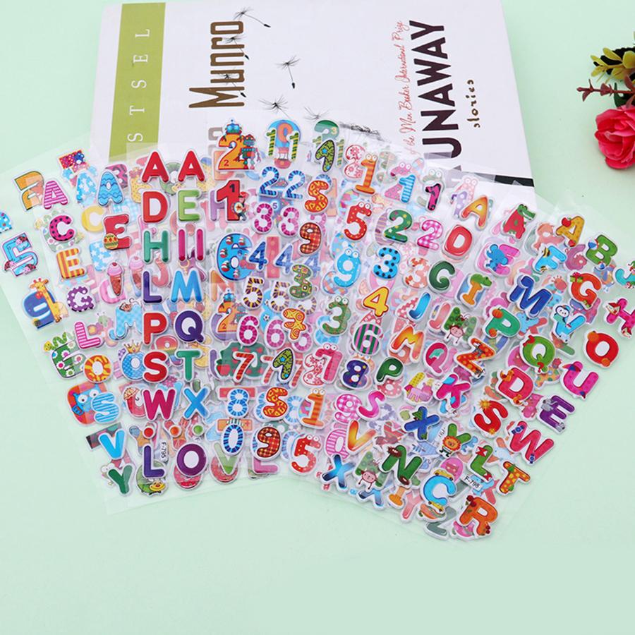 5 Sheets 3D Stickers For Kids Toddlers Number English Alphabet Stickers For Boys Girls Teachers Reward Craft Scrapbook Gift Toys