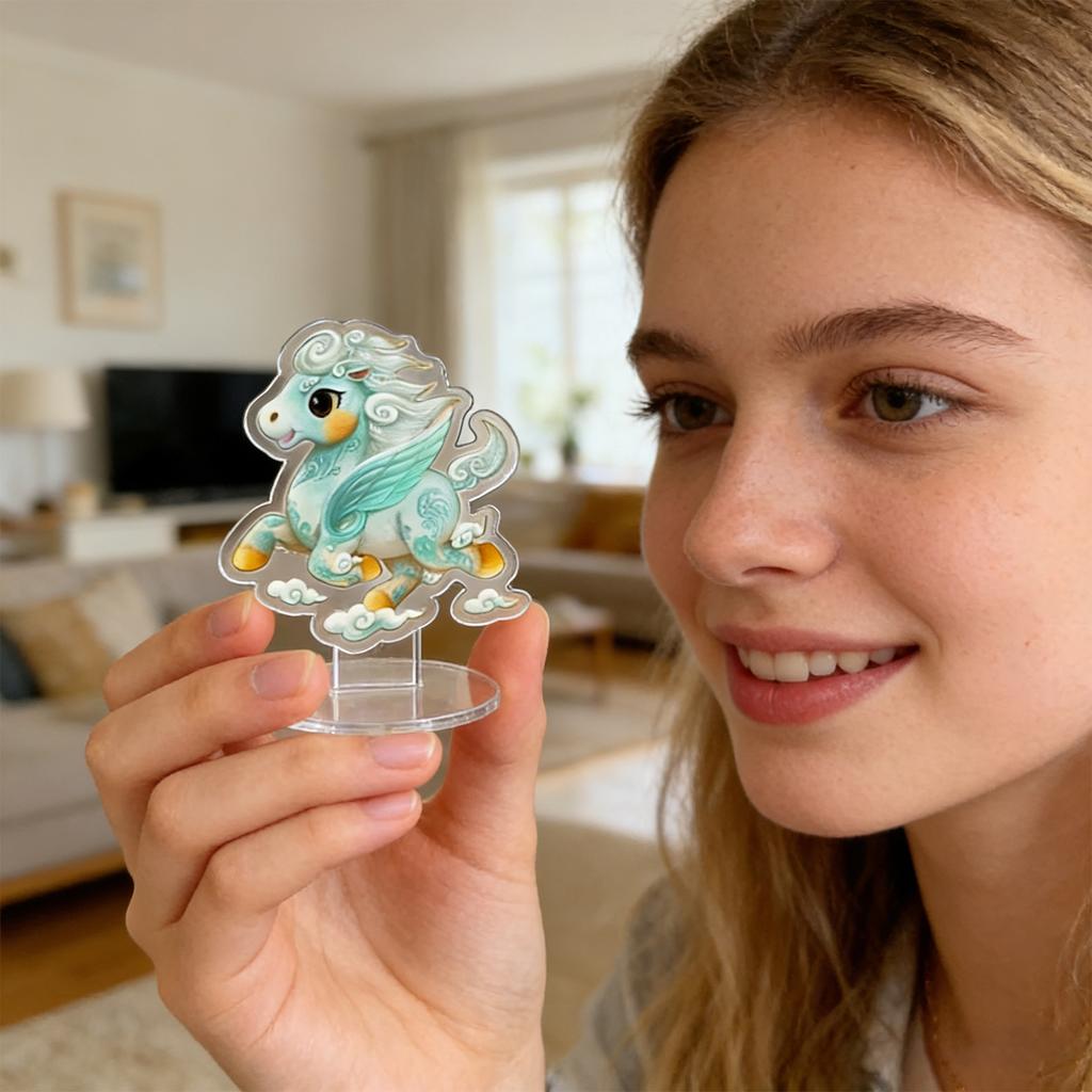 2D Acrylic Standee Featuring A Galloping Horse - Collectible Souvenir And Desktop Ornament