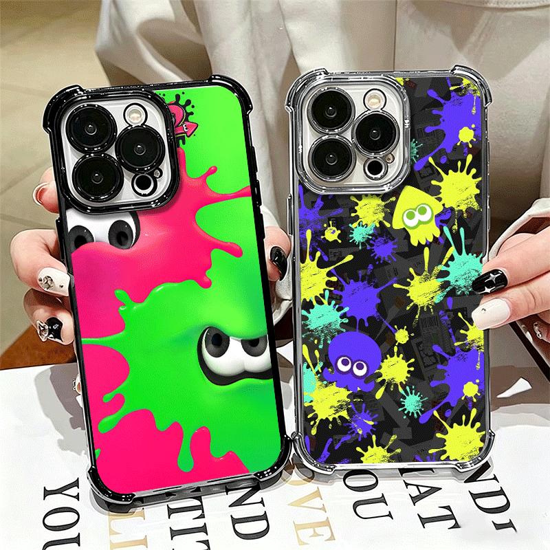 S-Splatoons Game Plating Phone Case For Iphone 16 17 Pro Max Air 16E 14 15 Plus 12 13 Mini Anti-Fall Airabag Cover