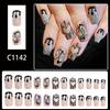 Halloween Press On Nails Medium Square Fake Nails with Blood Spider Web Design Bling Rhinestones False Nail Glitter Full Cover Acrylic Glue On Nail