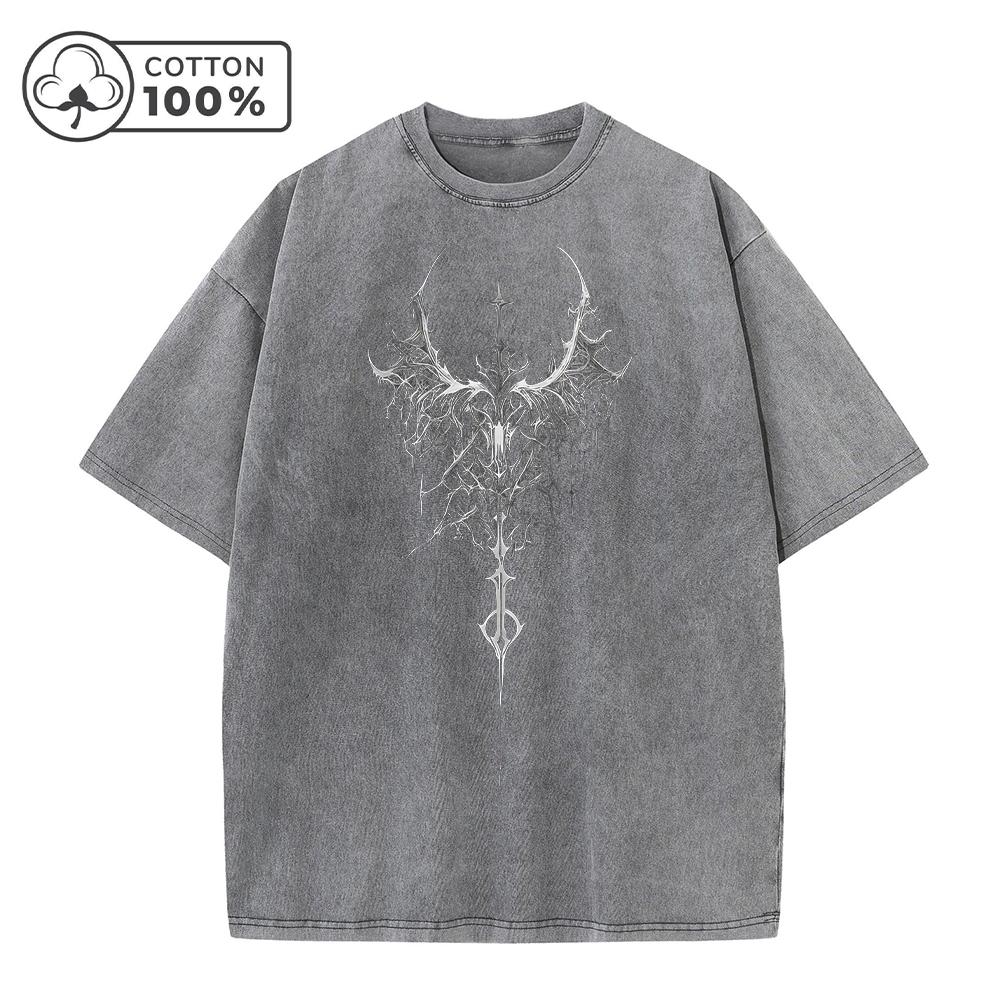 

Mens Casual Washed TShirt Trendy And Stylish Pure Cotton Short Sleeve Unique Spider Print Summer Everyday Commute Top S