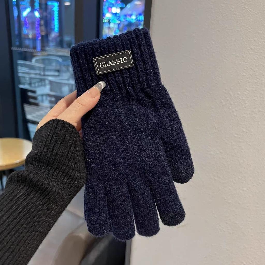 Men’s Plush Wool Mittens: Thick, Windproof & Cold-Proof Winter Gloves for Outdoor Activities