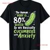 Pickle Cucumber Body With Anxiety Funny Vegetable Humor T Shirt  Vintage Washed Unisex Slightly Casual Top For Everyday Wear