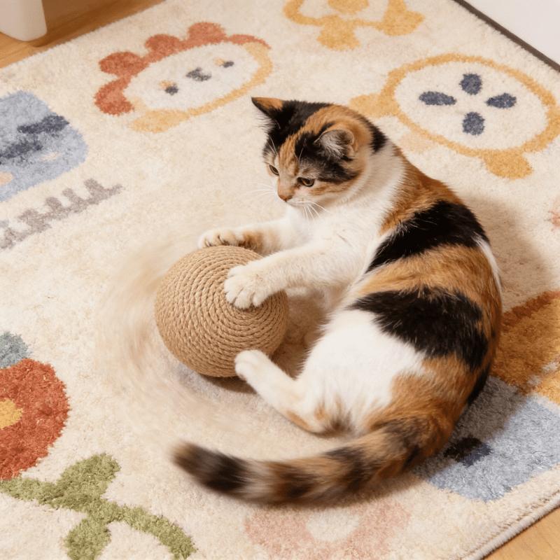 Cat Toy Ball, Interactive Natural Cat Scratching Balls Sisal Cat Ball Toy for Kittens Pet Enrichment Training Play Indoor Fun
