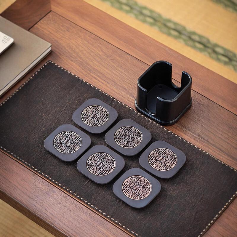

Changbaosen Square Tea Coasters Set with Storage